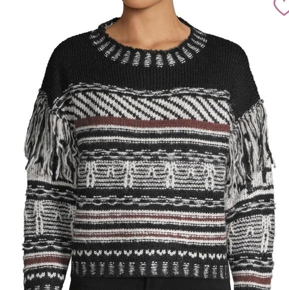 𝅺NEW! CLICHE Textured Fringe Pullover Womens Sweater XL. - Picture 2 of 8